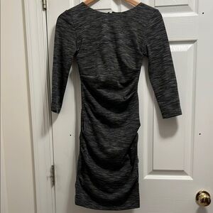 Nicole Miller Artelier Gray and Black Ruched Bodycon Dress